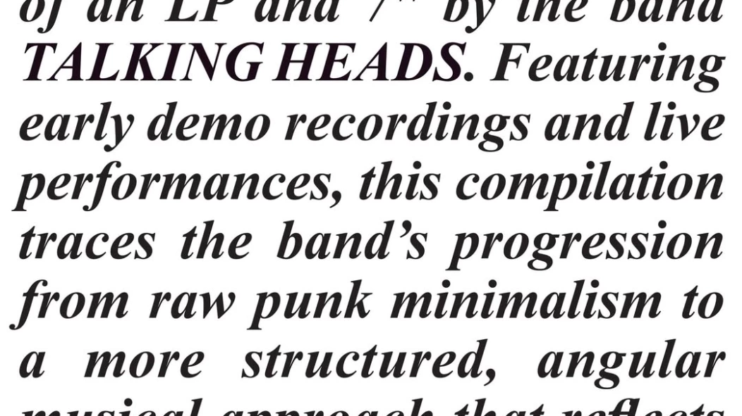 Talking Heads releasing newly discovered early demos as The Artistics for Record Store Day Black Friday 2025