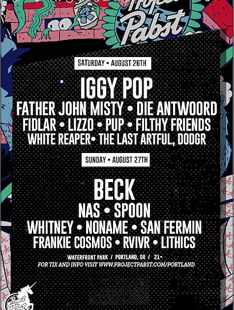 Project Pabst Portland 2017 lineup & tix: Iggy Pop, Father John