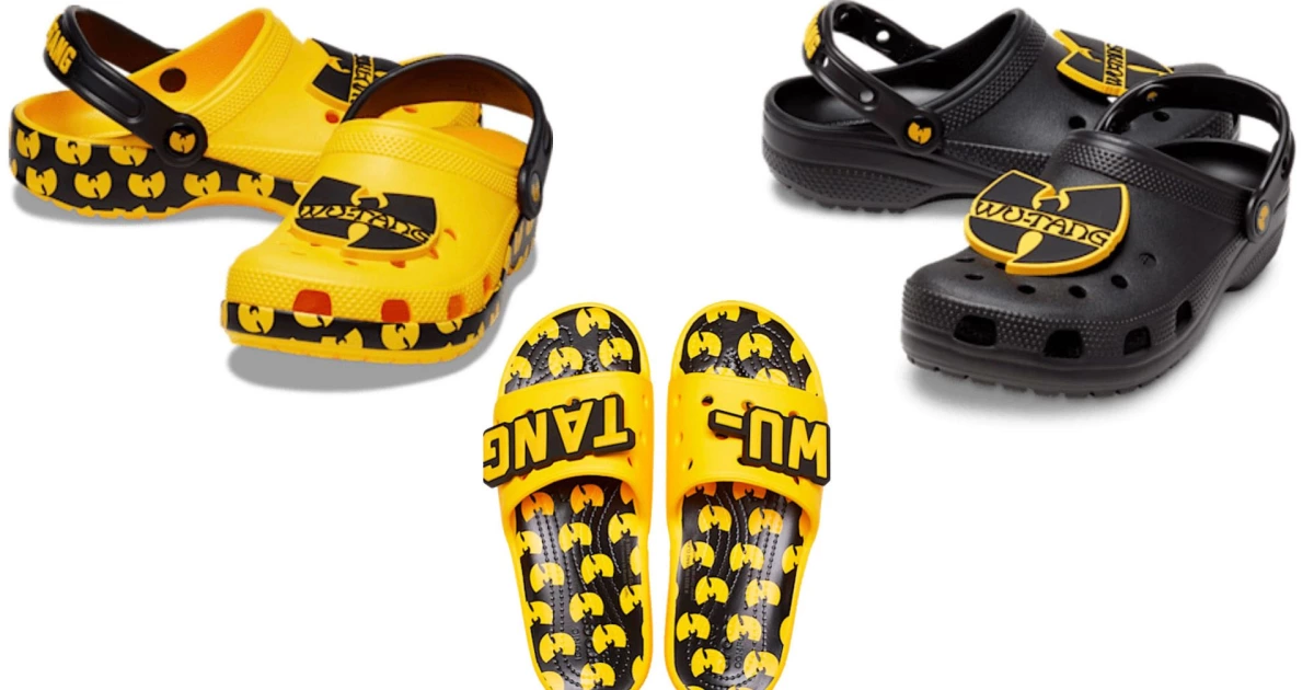 RARE CROCS X WU TANG CLAN YELLOW BLACK SLIDES M 8 W 10 LIMITED EDITION NO JIBITZ WU-TANG CLAN X CROCS FOOTWEAR COLLABORATION main image 4
