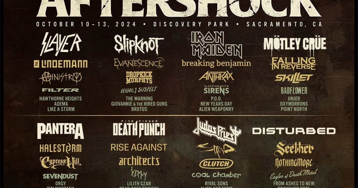 Aftershock 2024 lineup (Slayer, Iron Maiden, ICP, Slipknot, Mötley