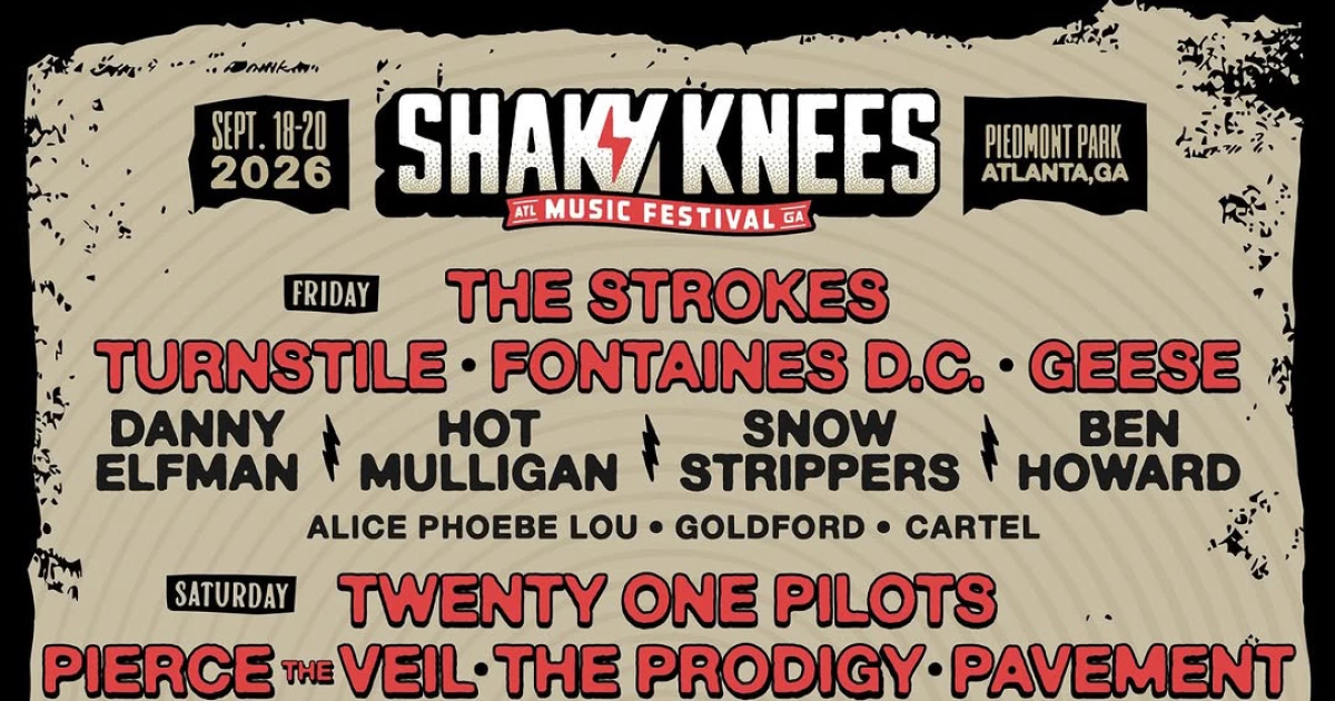 Shaky Knees 2026 lineup (The Strokes, Turnstile, LCD Soundsystem, Gorillaz, Wu-Tang Clan, Pavement, more)