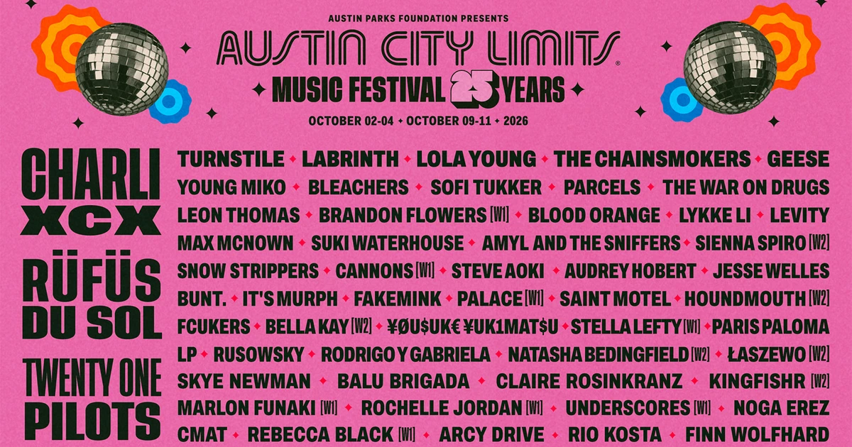 ACL Fest 2026 lineup: Charli XCX, Lorde, The xx, Turnstile, Geese, The Killers' Brandon Flowers, more