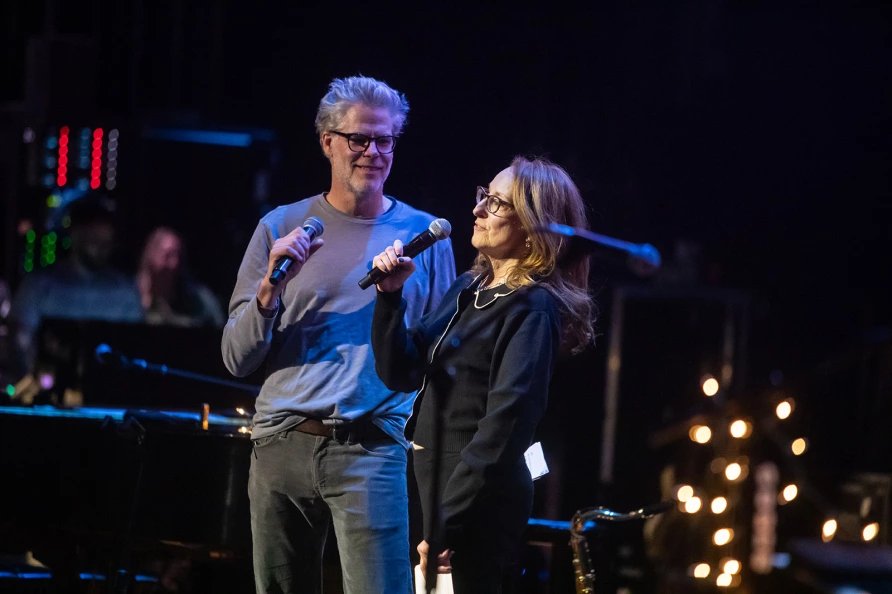 Jeb Gutelius and Shira Antonoff at The Ally Coalition Talent Show 2025  at Skirball Center