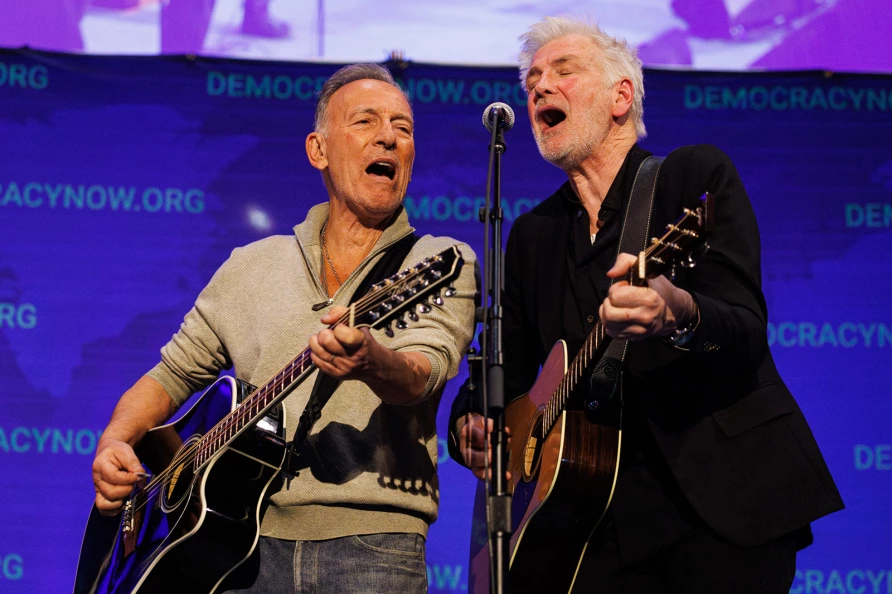 Bruce Springsteen and Tony Shanahan at Democracy Now! at Riverside Church