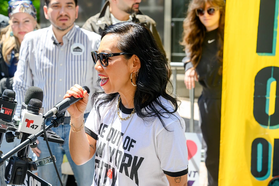 Hae Lin Choi at Hands of NYC Rally at 26 Federal Plaza