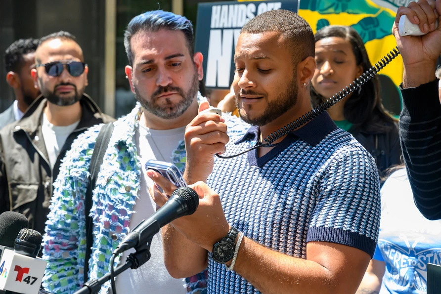 Allan Dabrio Marrero at Hands of NYC Rally at 26 Federal Plaza