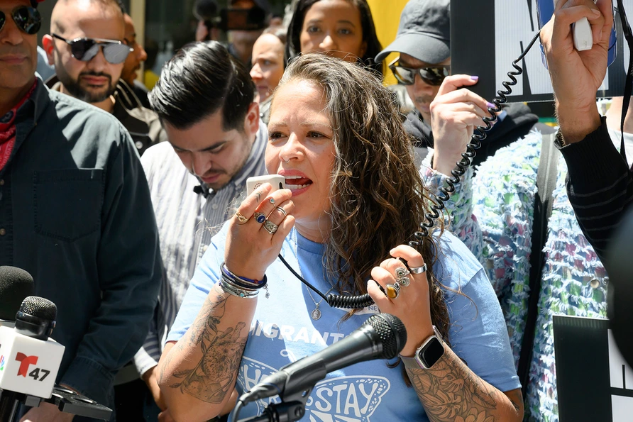 Natalia Aristizabal at Hands of NYC Rally at 26 Federal Plaza