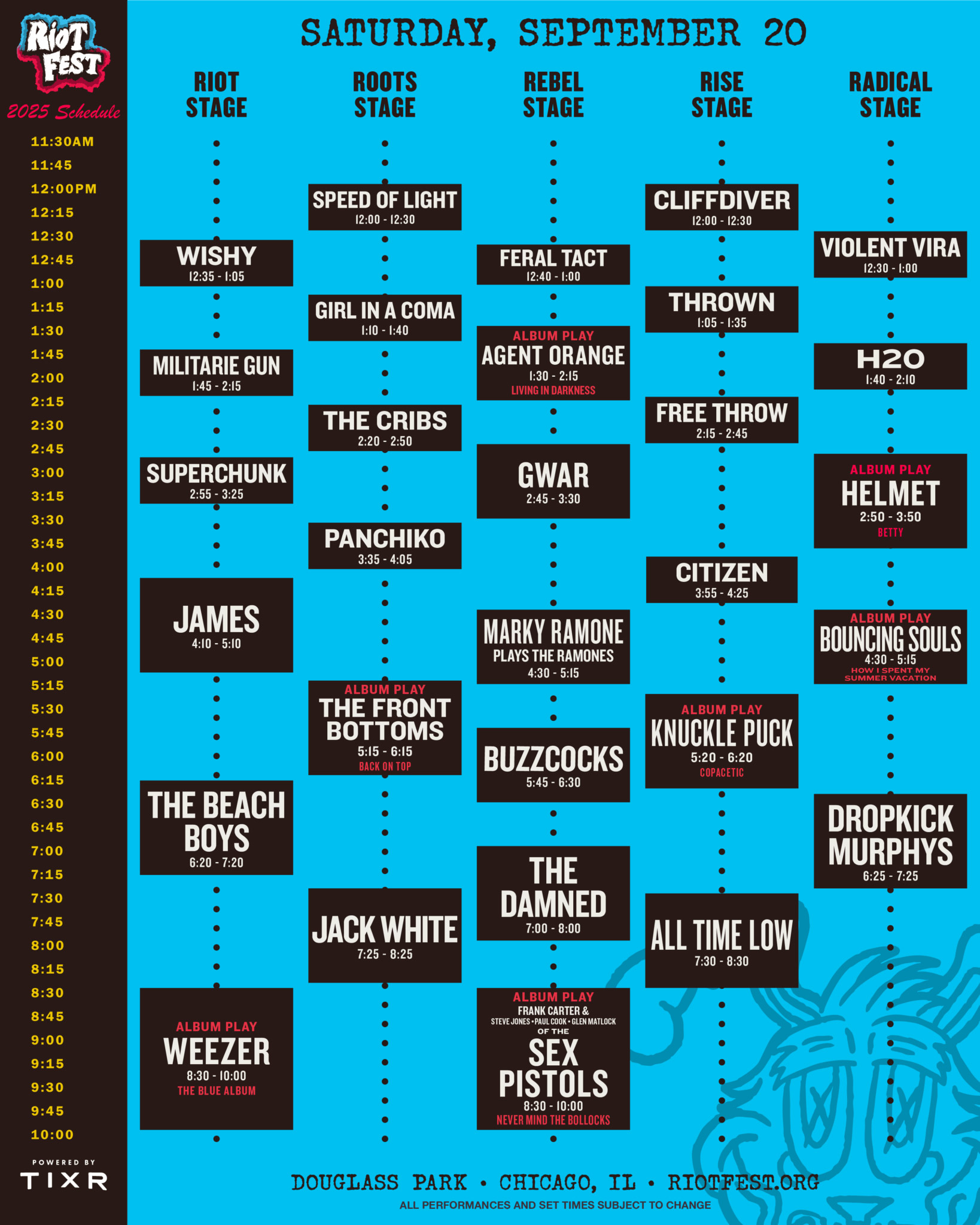 Riot Fest Announces 2025 Set Times
