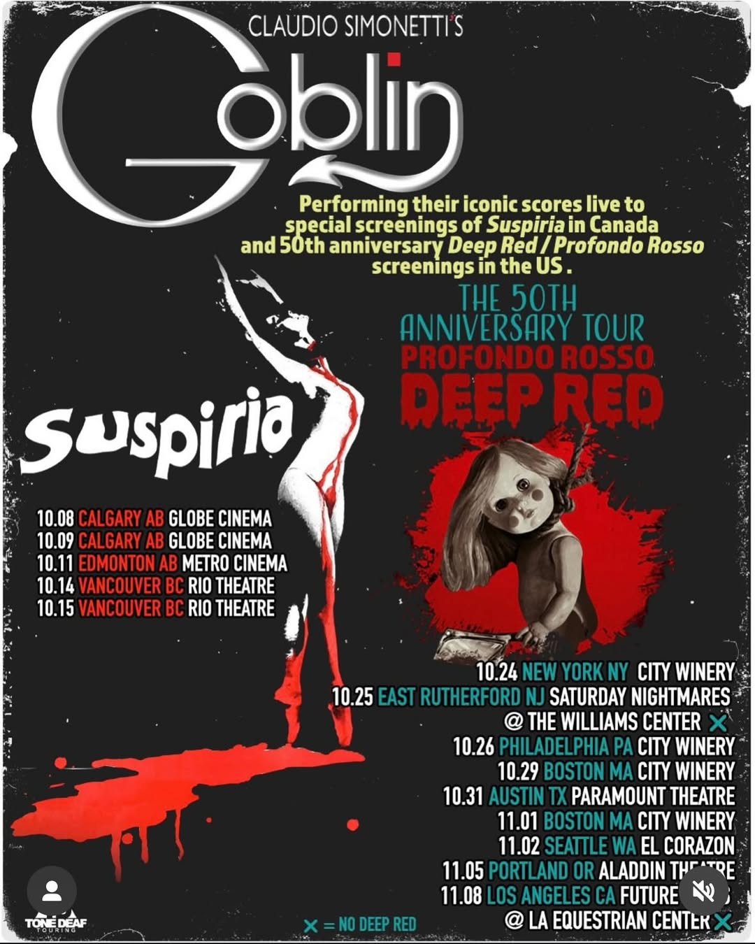 洋楽 CLAUDIO SIMONETTI'S GOBLIN LIVE PORTLAND Tour news: Claudio Simonetti's Goblin, John Bush performs