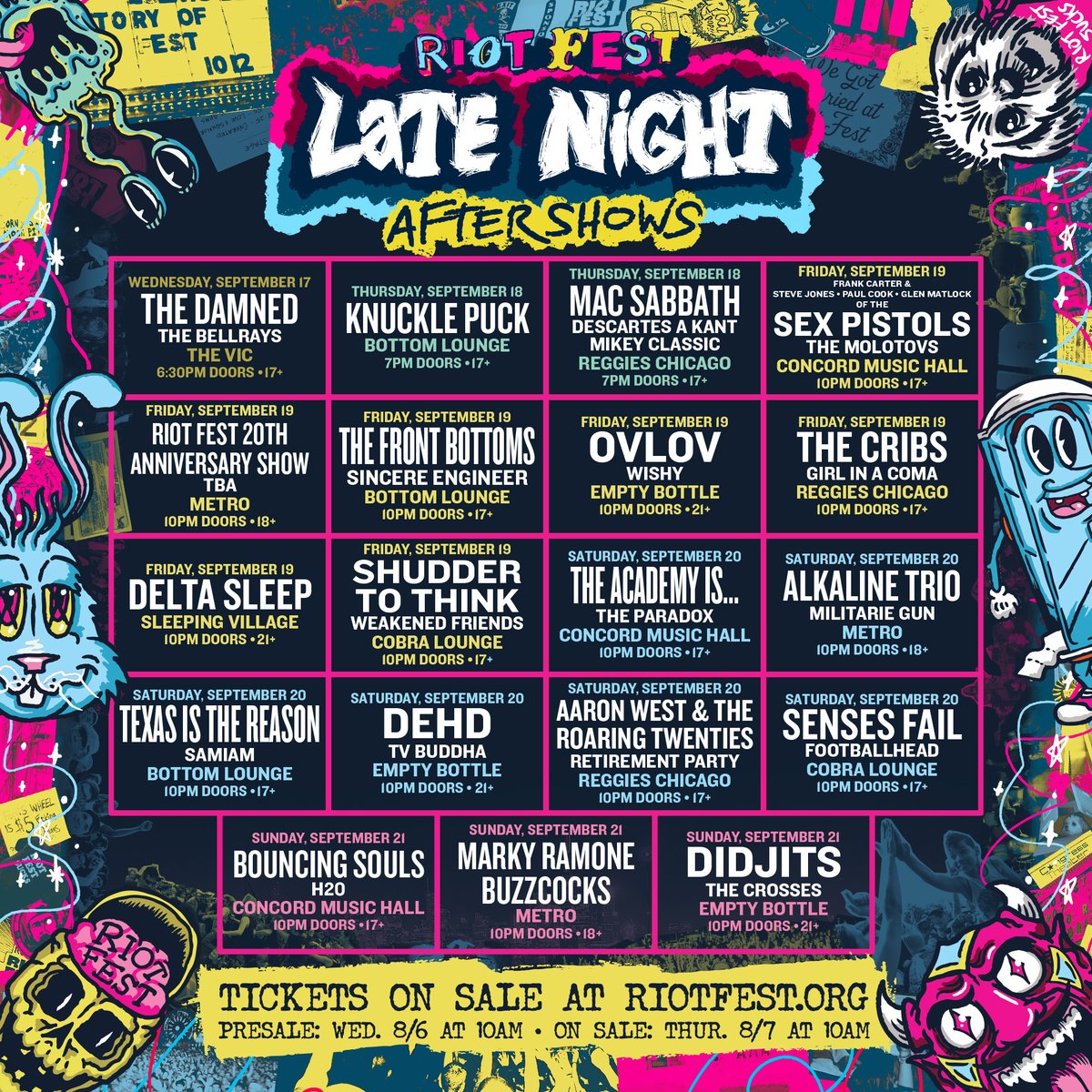 Riot Fest 2025 aftershows