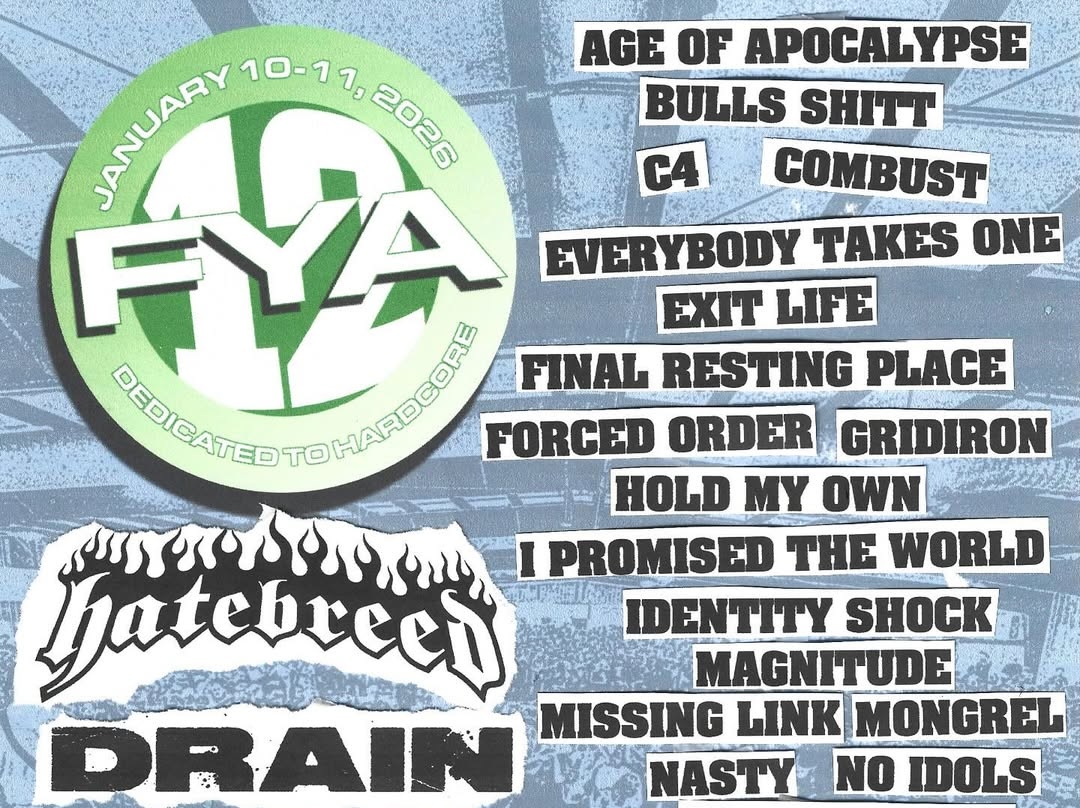 FYA Fest 2026 lineup: Turmoil reunion, Hatebreed, Drain, Gorilla Biscuits, Haywire, Merauder & more