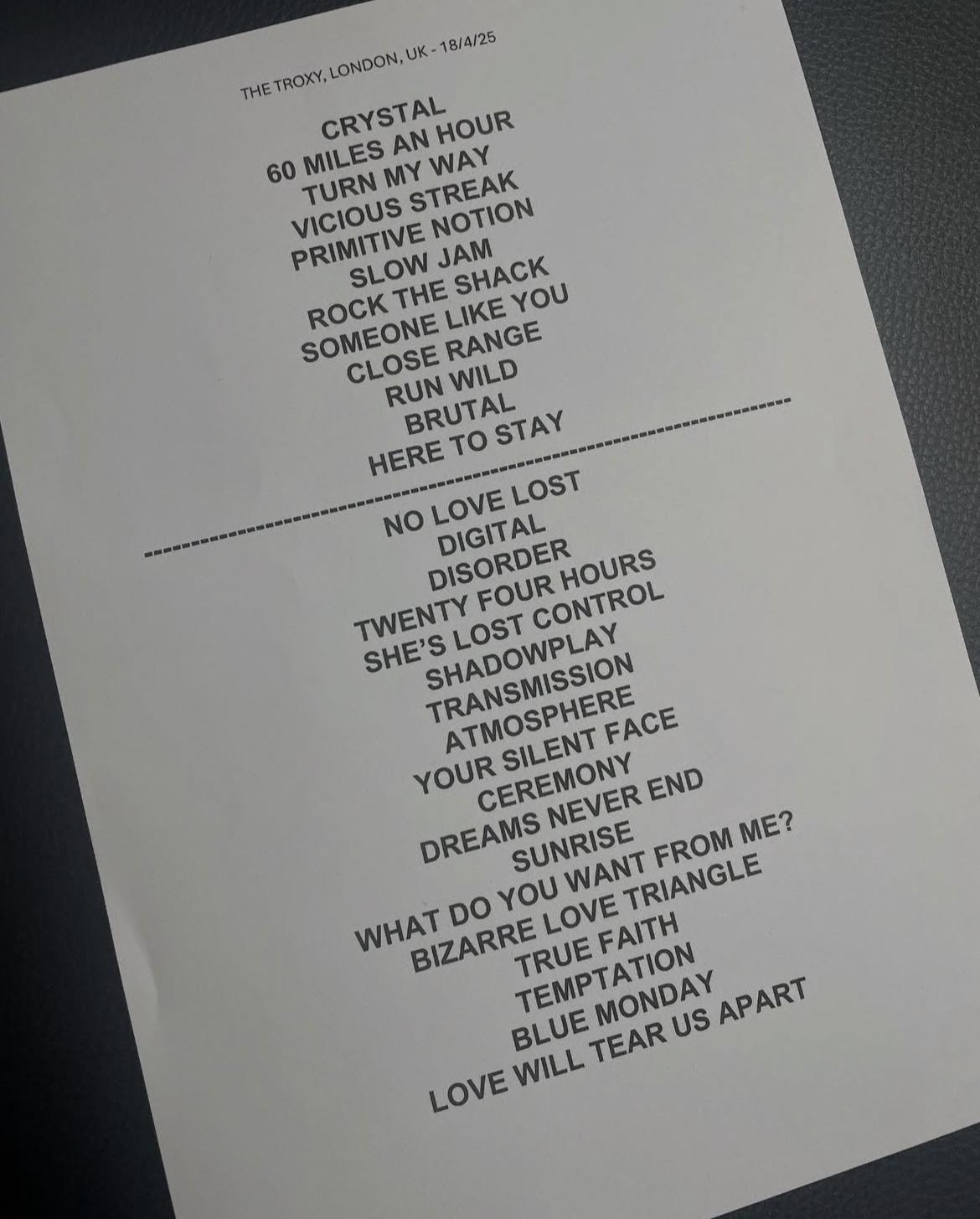 peter hook get ready setlist