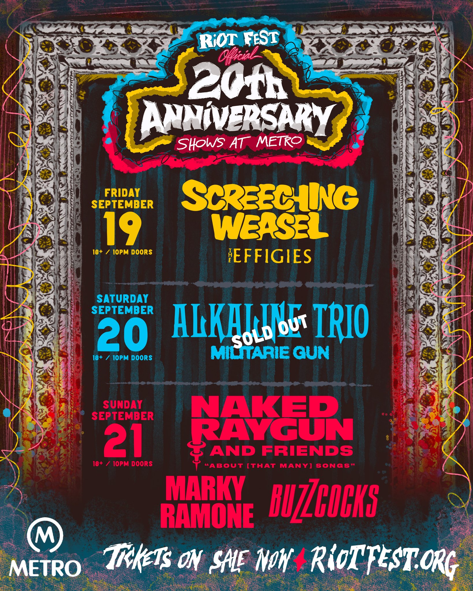 riot fest 20th anniversary shows