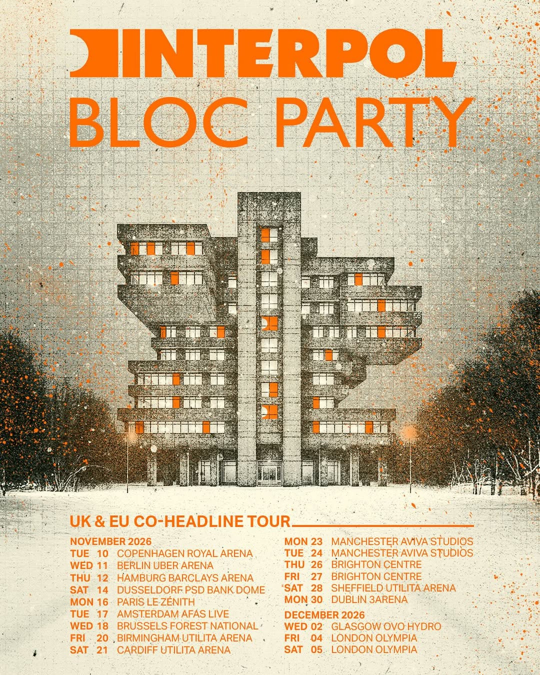 interpol bloc party tour 2026