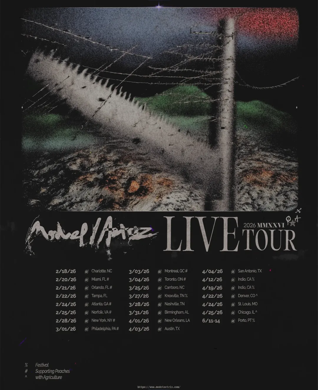 model actriz 2026 tour poster