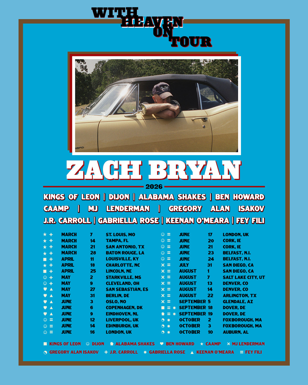 Zach Bryan 2026 tour