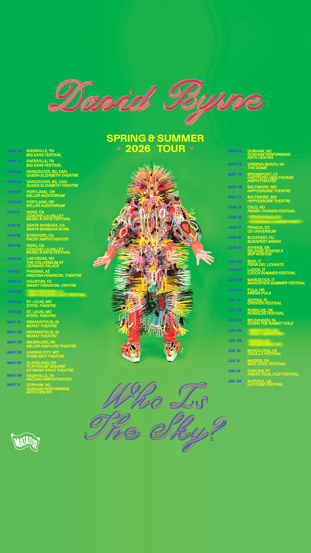 david byrne 2026 tour