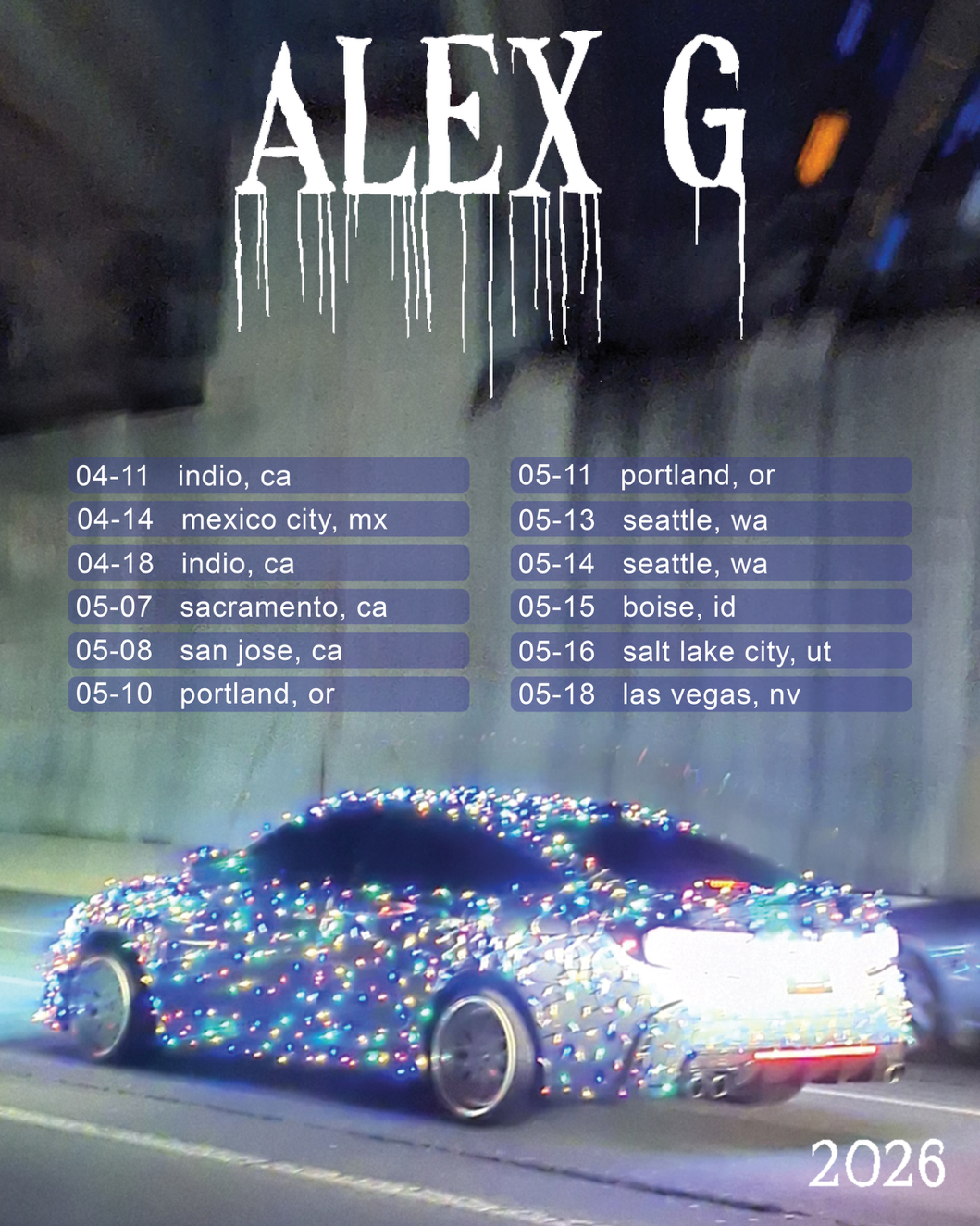 alex g 2026 west coast tour