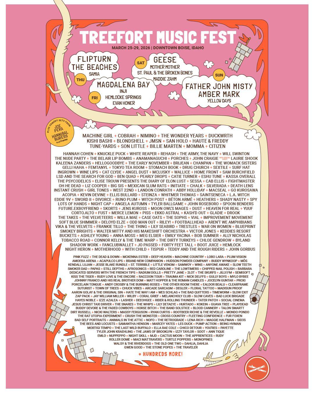treefort 2026 2nd wave lineup postert