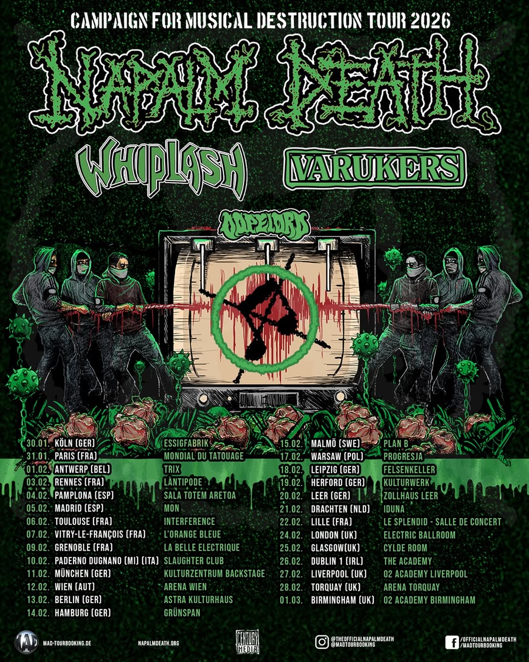 Napalm Death 2026 tour