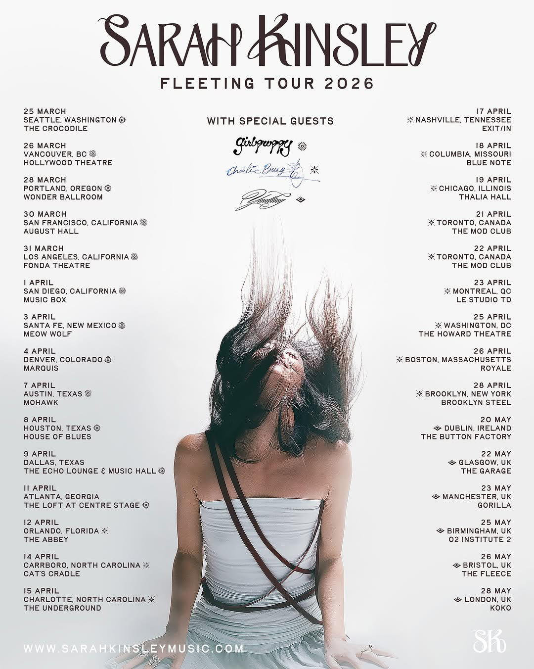 Sarah Kinsley 2026 tour