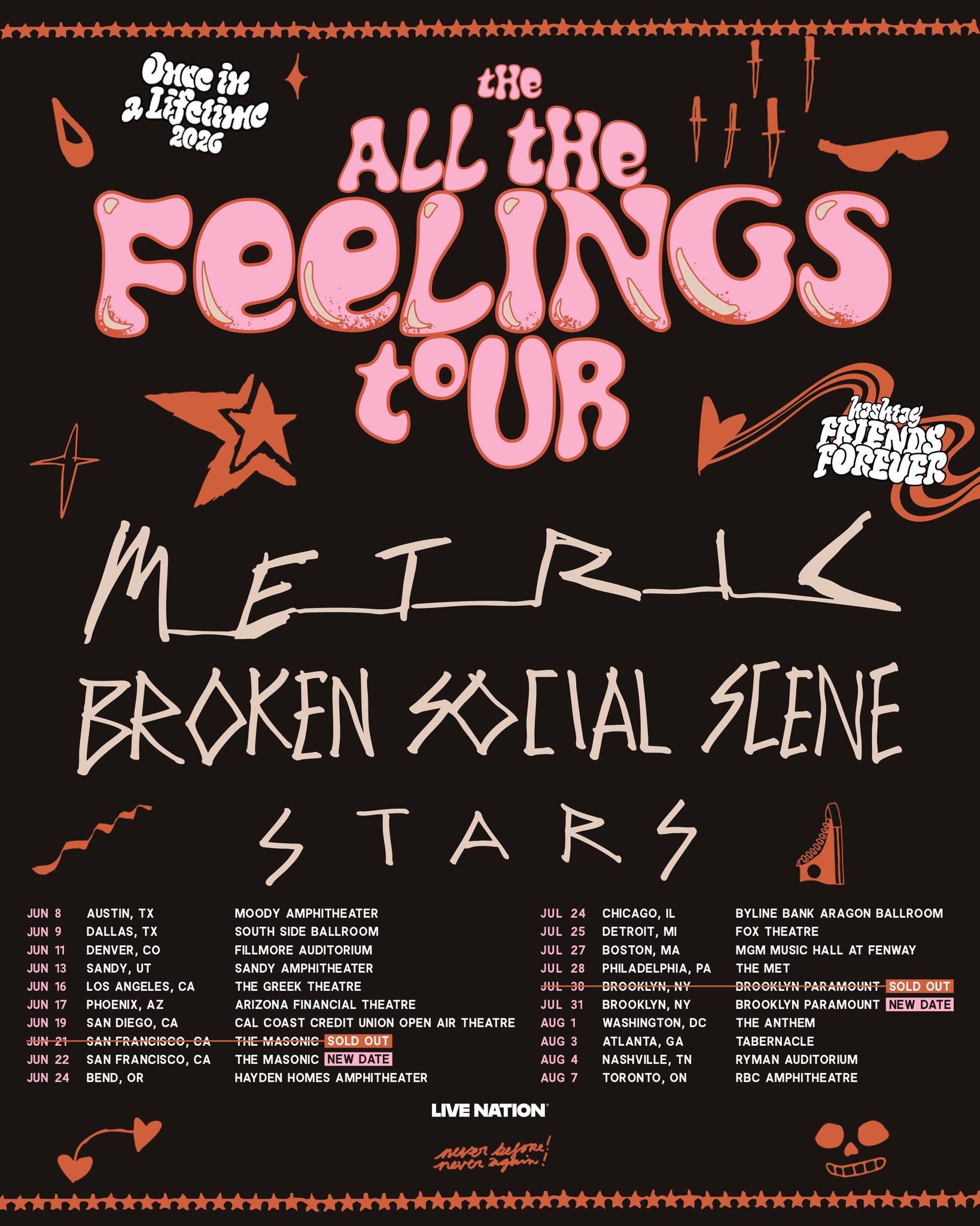 broken social scene metric stars - more tour dates