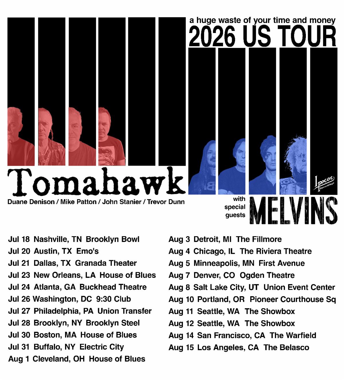 Tomahawk Melvins 2026 Tour 2