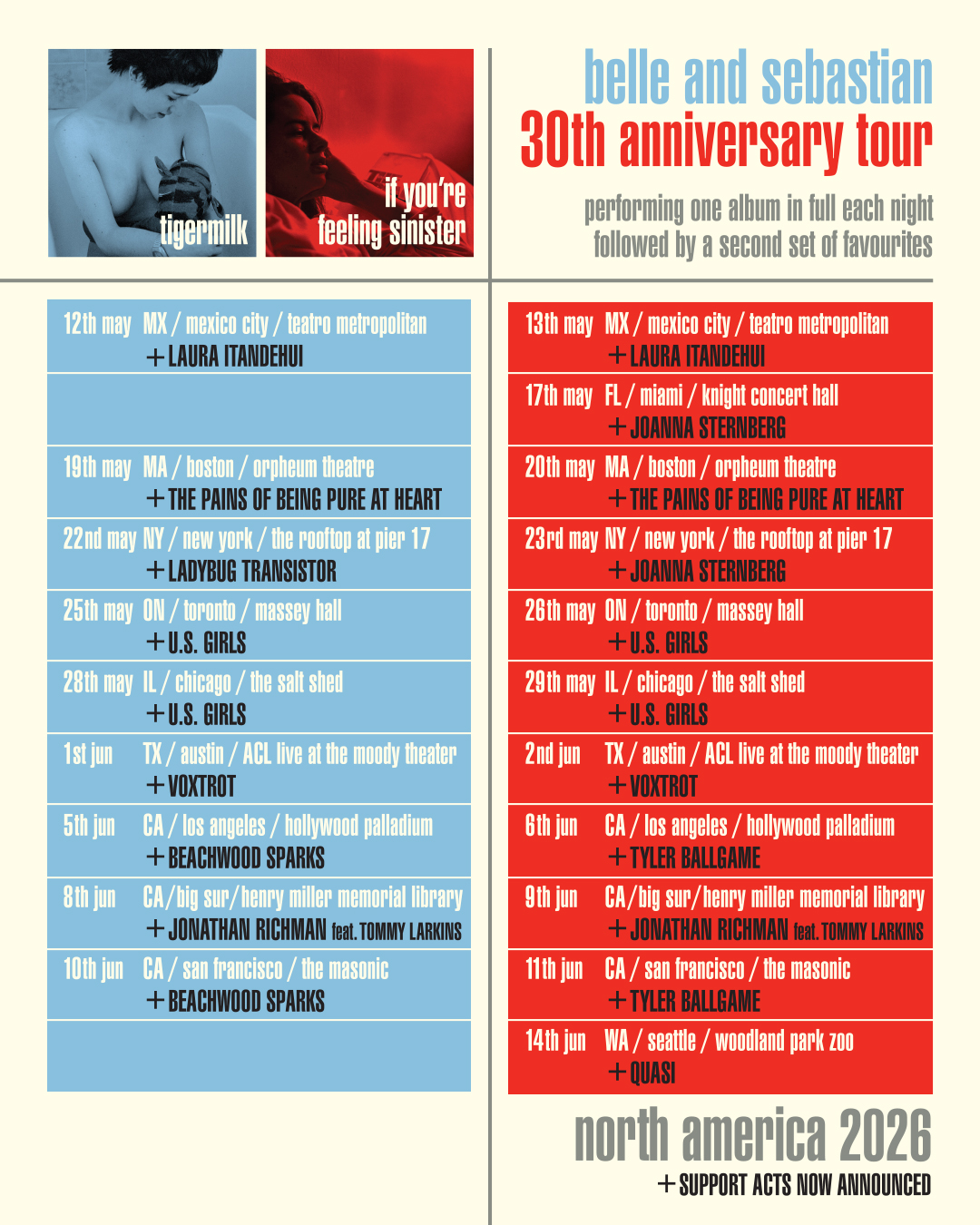 belle and sebastian tour openers