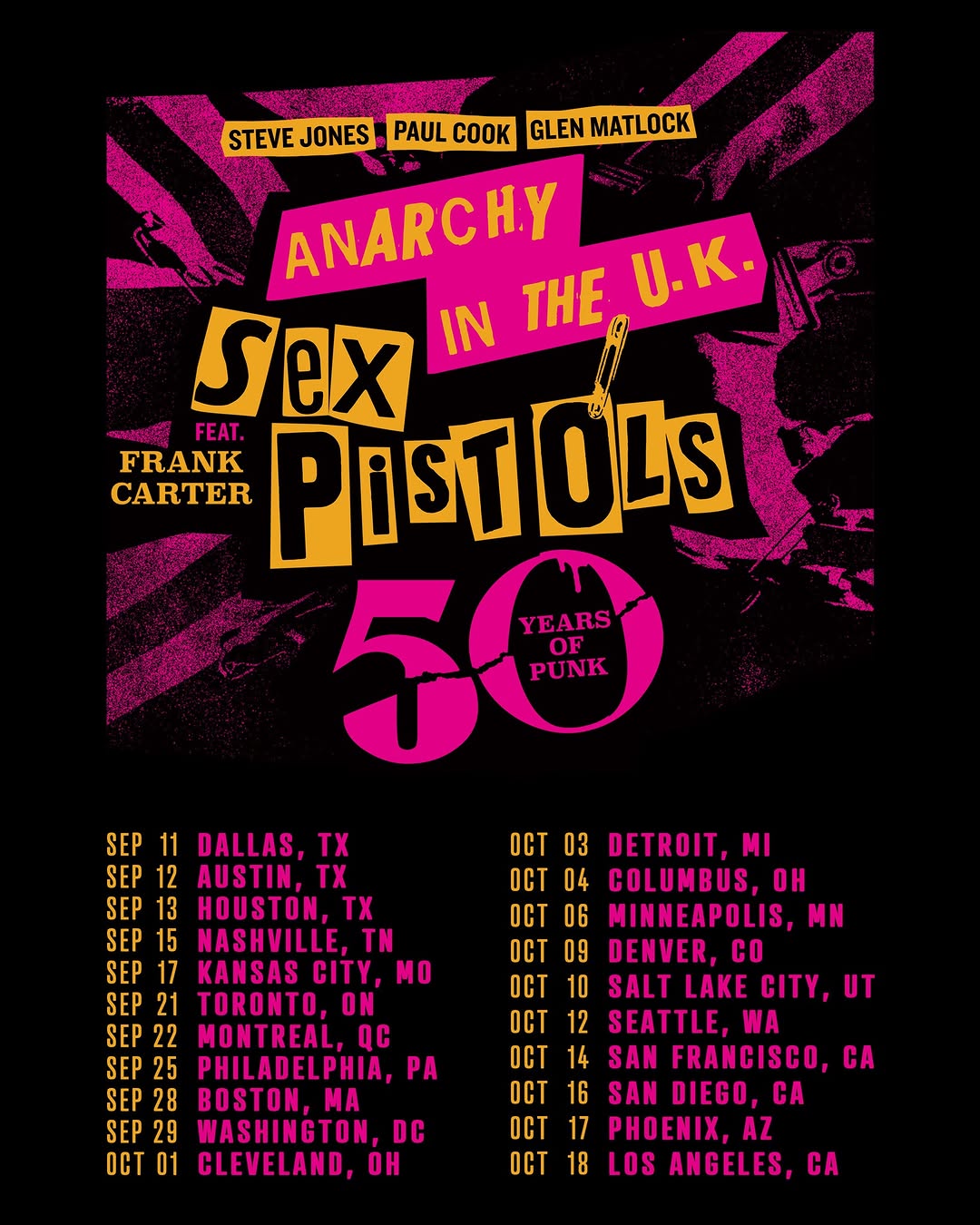 Sex Pistols 2026 North American tour