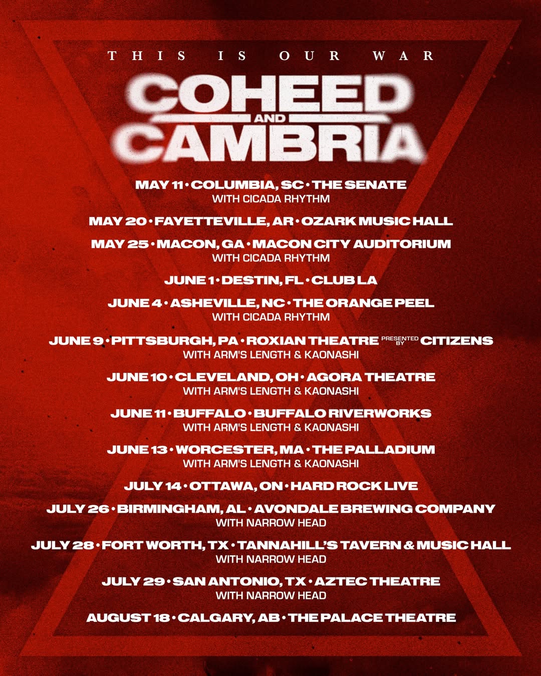 Coheed and Cambria 2026 tour