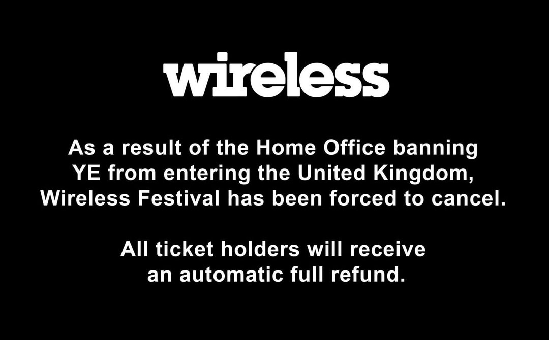 London’s 2026 Wireless Festival canceled after Kanye West banned from entering the UK