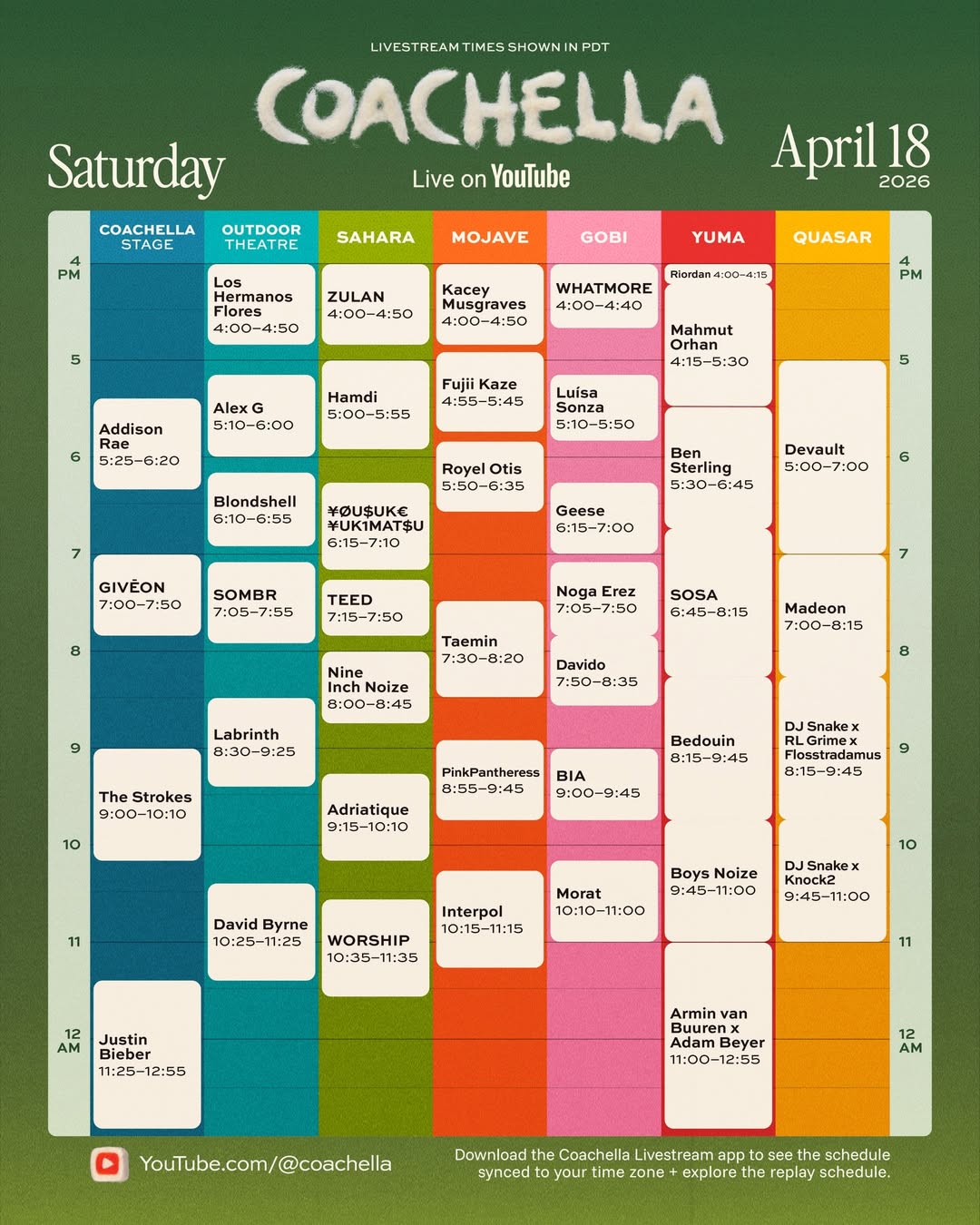 Coachella 2026 livestream weekend 2 Saturday