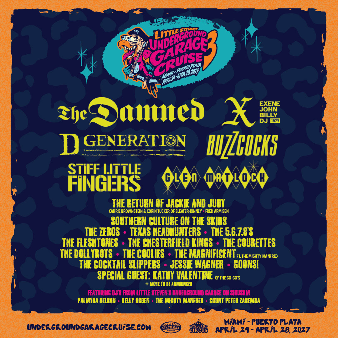 Little Steven's Underground Garage Cruise 2027 lineup (The Damned